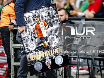 Feyenoord Rotterdam defender David Hancko plays his 100th match for Feyenoord during the match against Twente at the Feyenoord stadium De Ku...