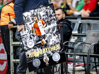 Feyenoord Rotterdam defender David Hancko plays his 100th match for Feyenoord during the match against Twente at the Feyenoord stadium De Ku...