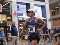 Toshikazu Yamanishi participates in the international 10km race walk in Madrid, Spain, on October 6. (