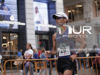 Toshikazu Yamanishi participates in the international 10km race walk in Madrid, Spain, on October 6. (