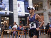 Toshikazu Yamanishi participates in the international 10km race walk in Madrid, Spain, on October 6. (