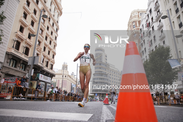 Antonella Palmesano participates in the international 10km race walk in Madrid, Spain, on October 6. 