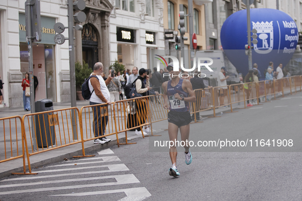 Toshikazu Yamanishi participates in the international 10km race walk in Madrid, Spain, on October 6. 