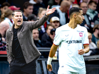 Feyenoord Rotterdam trainer Brian Priske is present during the match between Feyenoord and Twente at the Feyenoord stadium De Kuip for the D...