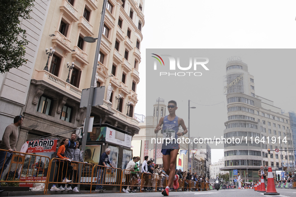 The race walker Chia-Wei Hsu participates in the international 10km march race in Madrid, Spain, on October 6. 