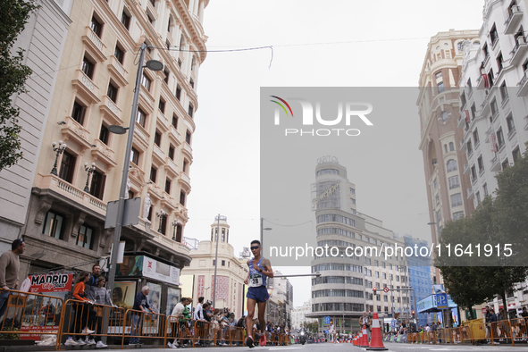 The race walker Chia-Wei Hsu participates in the international 10km march race in Madrid, Spain, on October 6. 