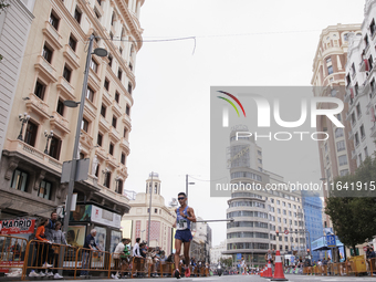 The race walker Chia-Wei Hsu participates in the international 10km march race in Madrid, Spain, on October 6. (