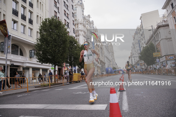 Antonella Palmisano participates in the international 10km race walk in Madrid, Spain, on October 6. 