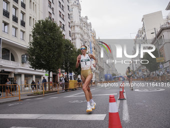 Antonella Palmisano participates in the international 10km race walk in Madrid, Spain, on October 6. (