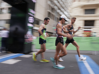 In Madrid, Spain, on October 6, Diego Garcia, Toshikazu Yamanishi, and Francesco Fortunato participate in the international 10km race walk....