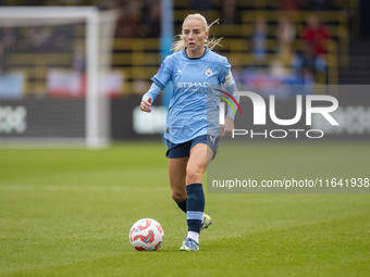 Alex Greenwood #5 of Manchester City W.F.C. participates in the Barclays FA Women's Super League match between Manchester City and West Ham...