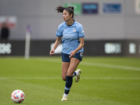 Leila Ouahabi #15 of Manchester City W.F.C. participates in the Barclays FA Women's Super League match between Manchester City and West Ham...