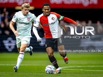 Feyenoord Rotterdam midfielder Quinten Timber and FC Twente midfielder Sem Steijn play during the match between Feyenoord and Twente at the...