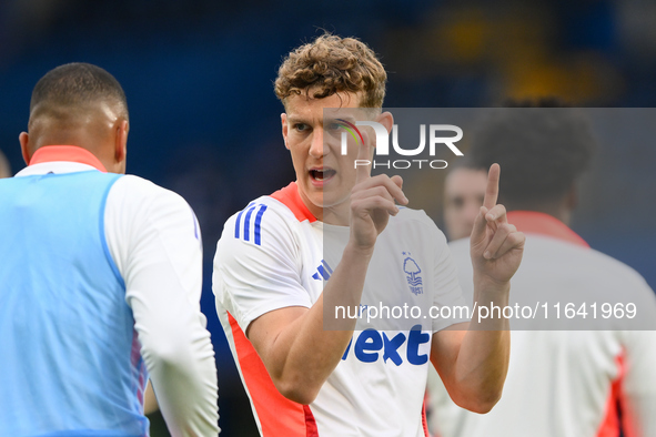 Ryan Yates of Nottingham Forest plays during the Premier League match between Chelsea and Nottingham Forest at Stamford Bridge in London, En...