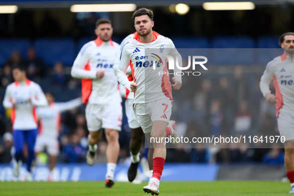 Neco Williams of Nottingham Forest participates in the Premier League match between Chelsea and Nottingham Forest at Stamford Bridge in Lond...