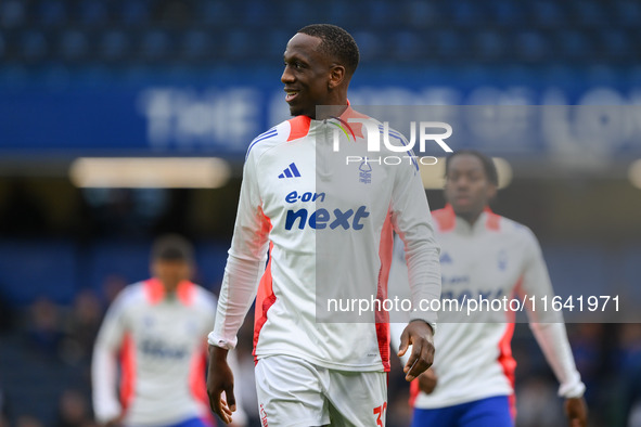 Willy Boly of Nottingham Forest participates in the Premier League match between Chelsea and Nottingham Forest at Stamford Bridge in London,...