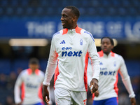 Willy Boly of Nottingham Forest participates in the Premier League match between Chelsea and Nottingham Forest at Stamford Bridge in London,...