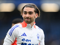 Jota Silva of Nottingham Forest warms up ahead of kick-off during the Premier League match between Chelsea and Nottingham Forest at Stamford...