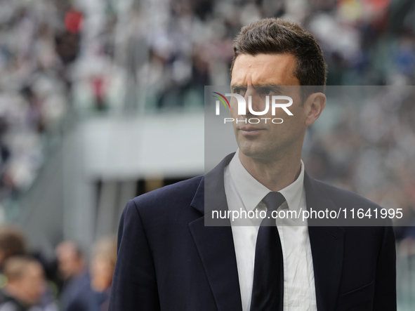 Thiago Motta participates in the Serie A 2024-2025 match between Juventus and Como in Turin, Italy, on August 19, 2024. 