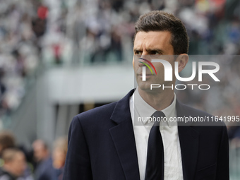 Thiago Motta participates in the Serie A 2024-2025 match between Juventus and Como in Turin, Italy, on August 19, 2024. (