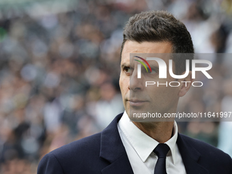 Thiago Motta participates in the Serie A 2024-2025 match between Juventus and Como in Turin, Italy, on August 19, 2024. (