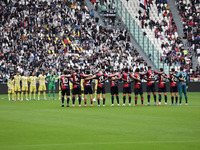 The Juventus team and the Cagliari team play during the Serie A 2024-2025 match between Juventus and Como in Turin, Italy, on August 19, 202...