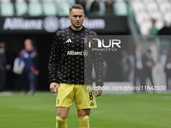 Teun Koopmeiners participates in the Serie A 2024-2025 match between Juventus and Como in Turin, Italy, on August 19, 2024. 