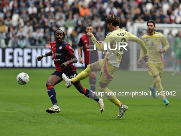 Dusan Vlahovic during the Serie A 2024-2025 match between Juventus and Como in Turin, Italy, on August 19, 2024 