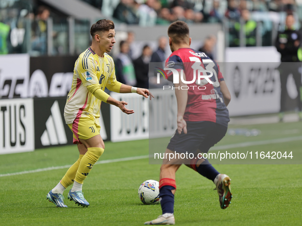 Francisco Conceicao participates in the Serie A 2024-2025 match between Juventus and Como in Turin, Italy, on August 19, 2024. 