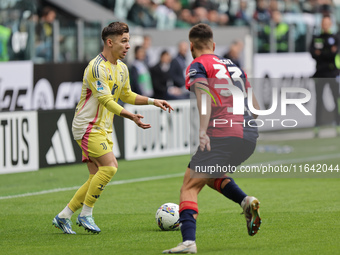 Francisco Conceicao participates in the Serie A 2024-2025 match between Juventus and Como in Turin, Italy, on August 19, 2024. (