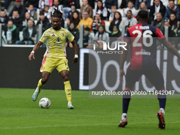 Khephren Thuram participates in the Serie A 2024-2025 match between Juventus and Como in Turin, Italy, on August 19, 2024. 