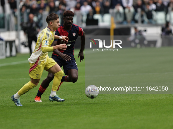 Francisco Conceicao participates in the Serie A 2024-2025 match between Juventus and Como in Turin, Italy, on August 19, 2024. 