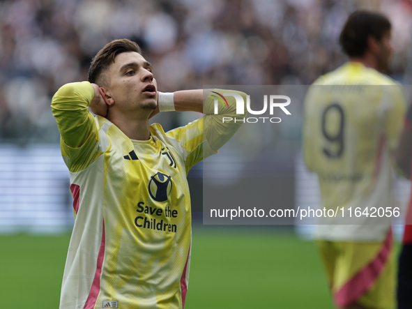 Francisco Conceicao participates in the Serie A 2024-2025 match between Juventus and Como in Turin, Italy, on August 19, 2024. 