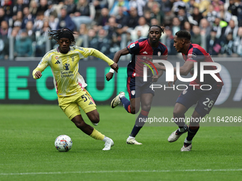 Samuel Tshifunda Mbangula participates in the Serie A 2024-2025 match between Juventus and Como in Turin, Italy, on August 19, 2024. (