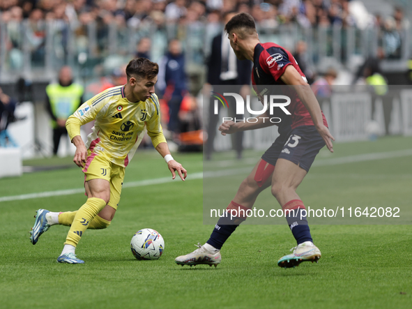 Francisco Conceicao participates in the Serie A 2024-2025 match between Juventus and Como in Turin, Italy, on August 19, 2024. 