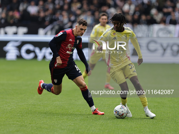 Samuel Tshifunda Mbangula participates in the Serie A 2024-2025 match between Juventus and Como in Turin, Italy, on August 19, 2024. 