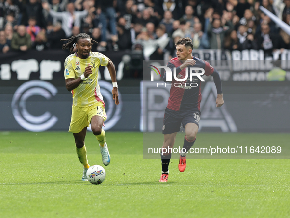 Khephren Thuram participates in the Serie A 2024-2025 match between Juventus and Como in Turin, Italy, on August 19, 2024. 