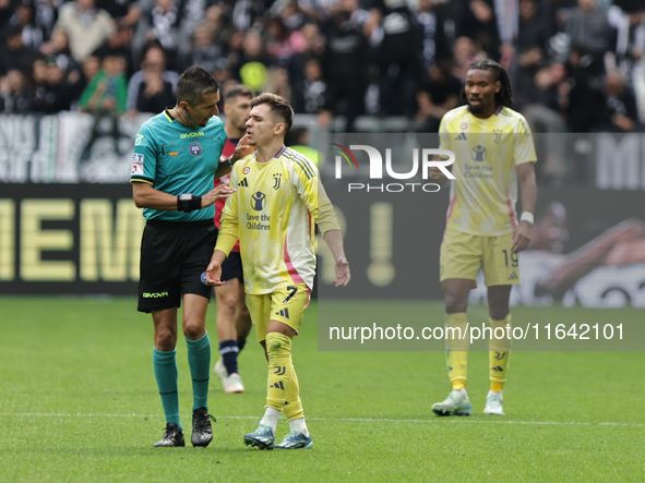 Francisco Conceicao participates in the Serie A 2024-2025 match between Juventus and Como in Turin, Italy, on August 19, 2024. 