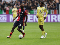 Michel Adopo participates in the Serie A 2024-2025 match between Juventus and Como in Turin, Italy, on August 19, 2024. (