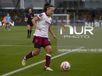 Li Mengwen #26 of West Ham United F.C. participates in the Barclays FA Women's Super League match between Manchester City and West Ham Unite...