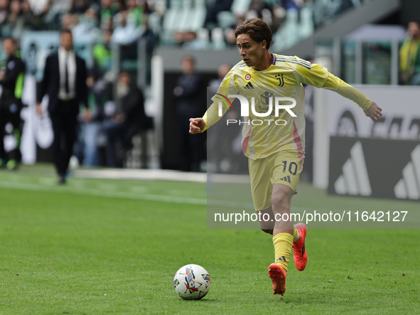 Kenan Yildiz participates in the Serie A 2024-2025 match between Juventus and Como in Turin, Italy, on August 19, 2024. 