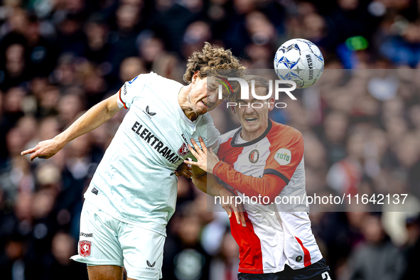 FC Twente forward Sam Lammers and Feyenoord Rotterdam defender Thomas Beelen play during the match between Feyenoord and Twente at the Feyen...