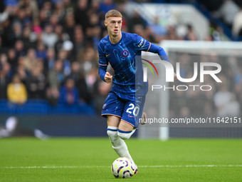 Cole Palmer of Chelsea looks for options during the Premier League match between Chelsea and Nottingham Forest at Stamford Bridge in London,...