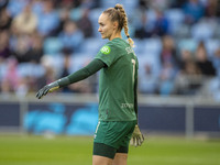 Kinga Szemik #1 of West Ham United F.C. gesticulates during the Barclays FA Women's Super League match between Manchester City and West Ham...