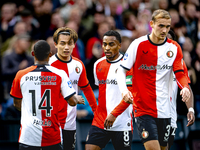 Feyenoord Rotterdam forward Ayase Ueda scores the 1-0 and celebrates the goal during the match between Feyenoord and Twente at the Feyenoord...