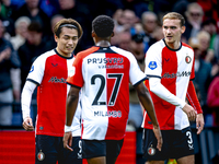 Feyenoord Rotterdam forward Ayase Ueda scores the 1-0 and celebrates the goal during the match between Feyenoord and Twente at the Feyenoord...