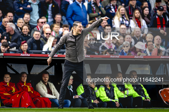 Feyenoord Rotterdam trainer Brian Priske is present during the match between Feyenoord and Twente at the Feyenoord stadium De Kuip for the D...