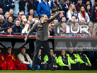 Feyenoord Rotterdam trainer Brian Priske is present during the match between Feyenoord and Twente at the Feyenoord stadium De Kuip for the D...