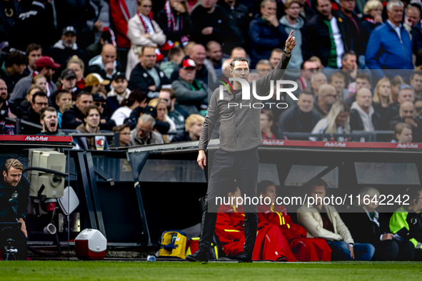 Feyenoord Rotterdam trainer Brian Priske is present during the match between Feyenoord and Twente at the Feyenoord stadium De Kuip for the D...