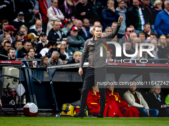 Feyenoord Rotterdam trainer Brian Priske is present during the match between Feyenoord and Twente at the Feyenoord stadium De Kuip for the D...